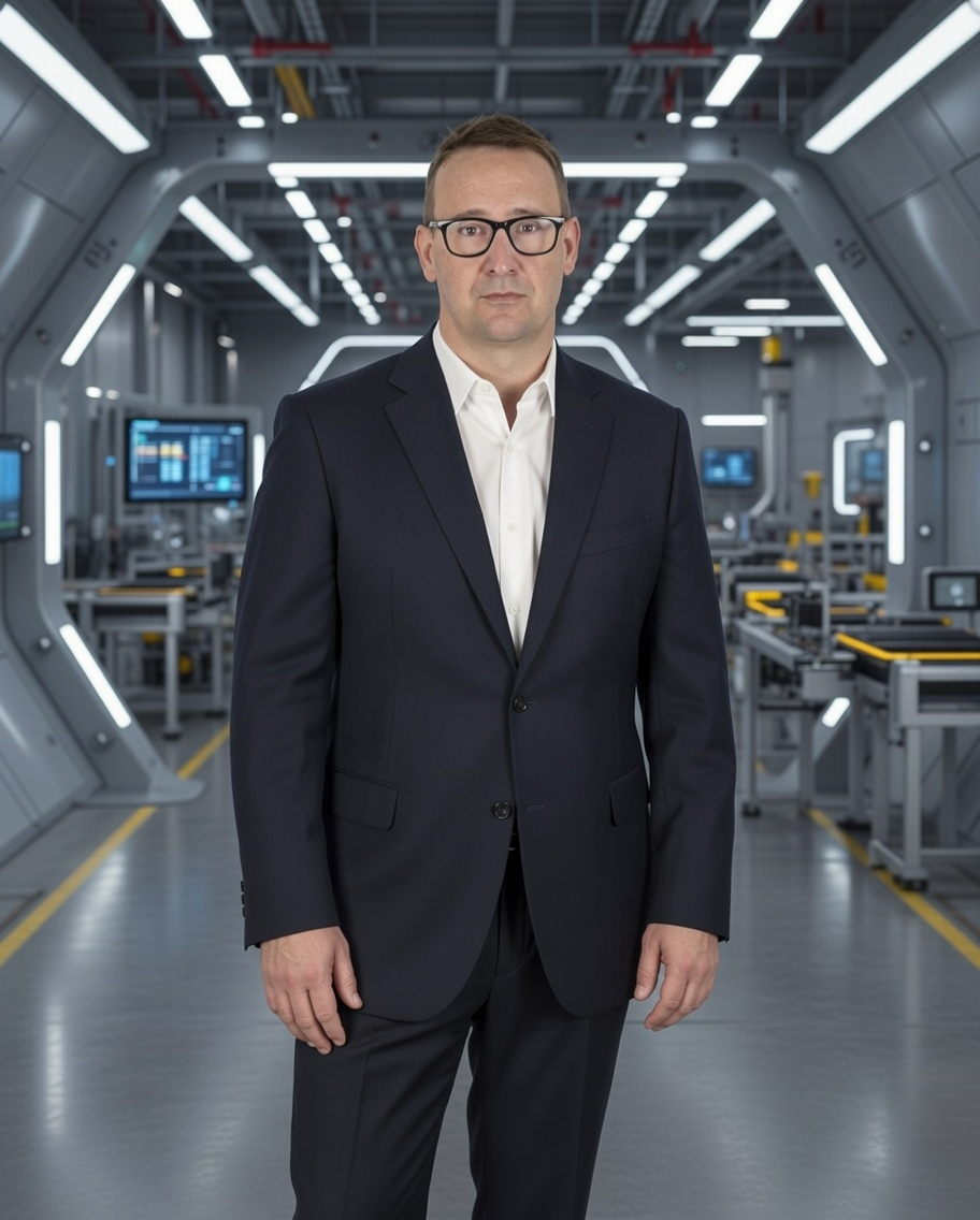 Matthew Holland of Strategic Tracking on an electronics manufacturing floor in Asia