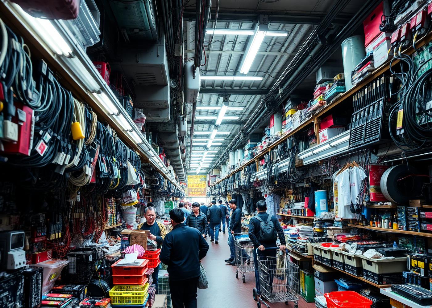 Electronics component market in Shenzhen's Huaqiangbei district